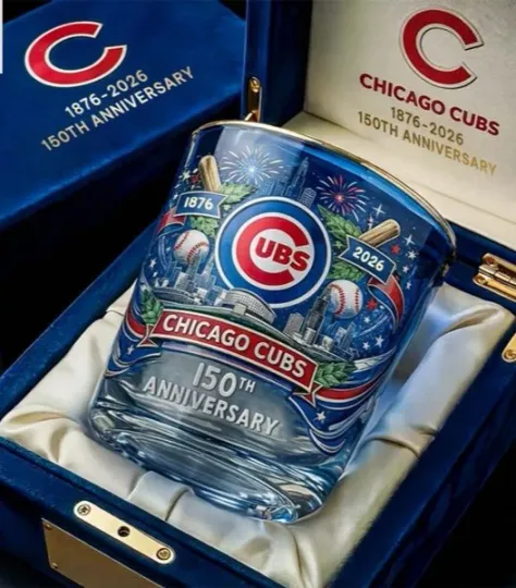 Discover Cubs 150th Anniversary Whiskey Glass