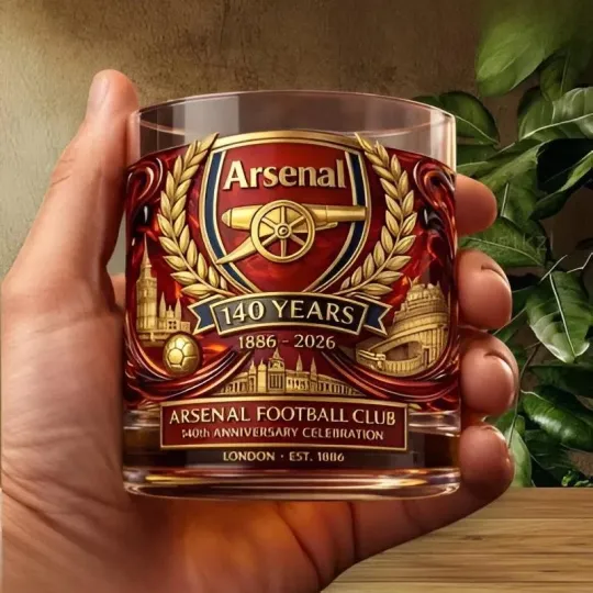 Discover Arsenal FC 1886- 2026 140 Years 1886 2026 Whiskey Glass