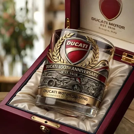 Discover Duca.ti 100th Anniversary Est 1926 Commemorative Whiskey Glass