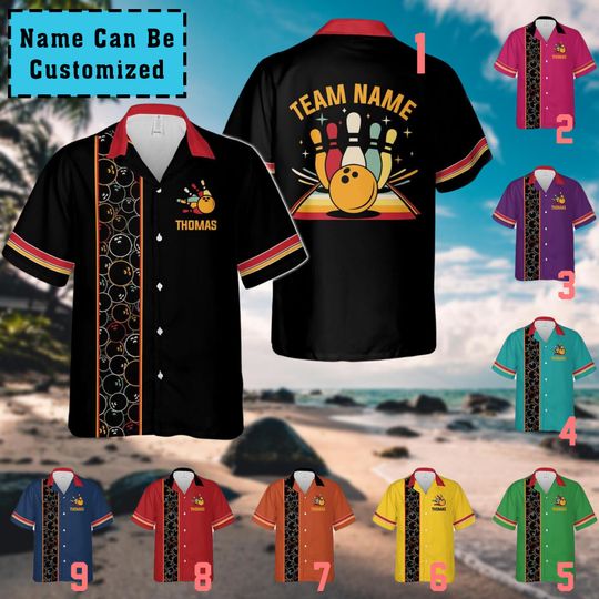 Discover Personalized Vintage Bowling Hawaiian Shirt, Custom Name