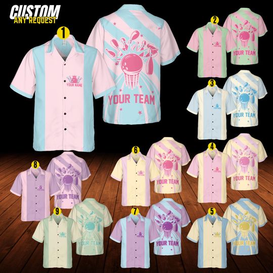 Discover Personalized Retro Bowling Hawaiian Shirt,Custom Name Bowling Button Down Shirt,Gift For Bowling Lover Bowling Player Bowling Team BL46