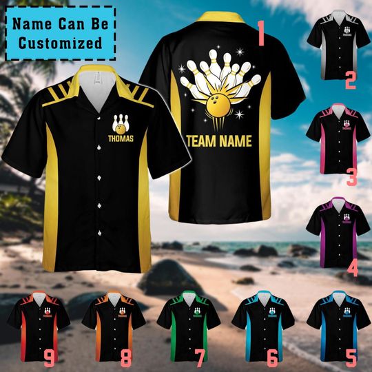 Discover Personalized Retro Bowling Hawaiian Shirt: Custom Name Team Shirt