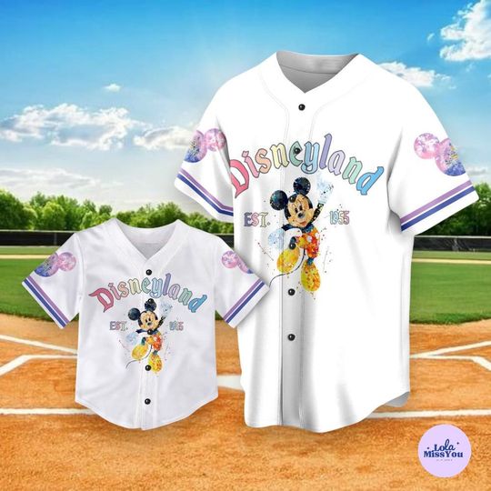 Discover Disneyland Mickey Baseball Jersey Matching Family Shirt, Adult Kid Disney Trip Outfit, Est 1955 Park Vacation Top
