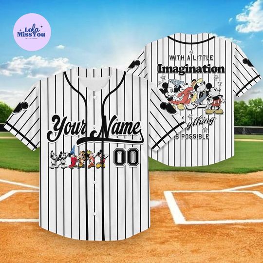 Discover Personalized Mickey Baseball Jersey Shirt, Custom Name Number Disney Family Matching Jersey