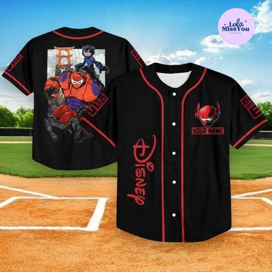 Discover Custom Big Hero 6 Baseball Jersey, Personalized Name Shirt, Baymax Baseball Tee, Disney Fan Gift, Kid Youth Adult Jersey