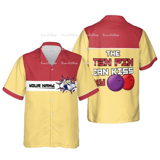 Discover Custom Bowling Hawaiian Shirt, Funny Bowling Button Down Shirt, Retro Bowling Shirt for Team, Vintage Bowling Gift for Player, Bowler Gift