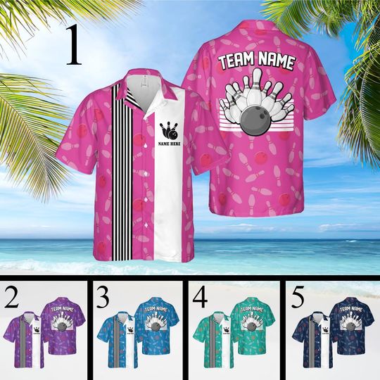 Discover Personalized Bowling Hawaiian Shirt, Bowling Party Hawaii Shirt, Custom Bowling Shirt, Bowling Team Shirt, Retro Bowling Shirt, Bowling Tee