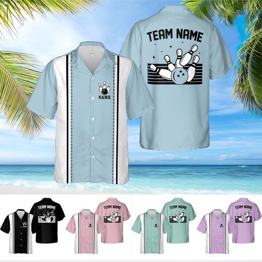 Discover Personalized Retro Bowling Hawaiian Shirt, Custom Bowling Shirt, Matching Bowling Team Shirt, Bowling Lover Gift, Fathers Day Gift