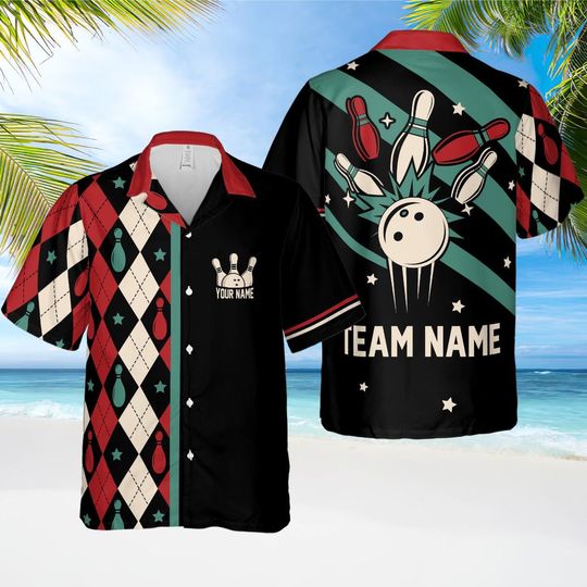 Discover Personalized Bowling Hawaiian Shirt, Custom Bowling Shirt, Bowling Team Shirt, Bowling Lover Gift, Retro Bowling Shirt Custom, Bowler Shirt