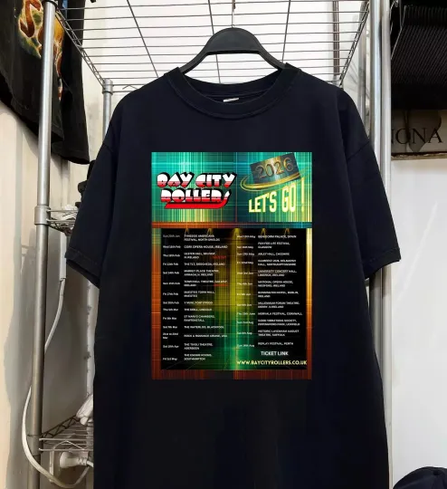 Discover Bay City Rollers Let's Go Tour 2026 T Shirt