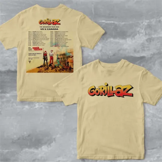 Discover Gorillaz The Mountain Tour 2026 US And Canada Schedule Tour Dates T-Shirt