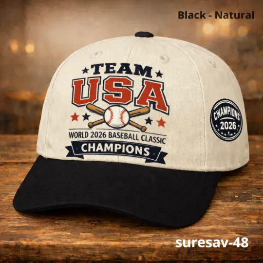Discover USA Baseball Champions 2026 Cap Black Adjustable Baseball Cap