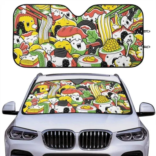 Discover Car Sun Shade, Kawaii Windshield SunShade Cute, Sushi Sun Shade For Car, Japanes