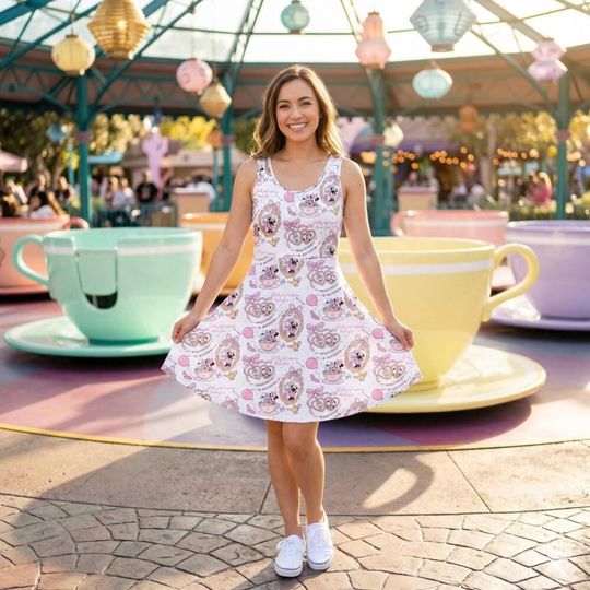 Discover Cute Disney Girl Just Wanna Have Fun Skater Dress, Disney Mouse Women Dress, Cartoon Summer Dress, Mickey Dress For Her, Magic Kingdom Gift