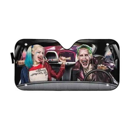 Discover 3D Joker & Harley Quinn Custom Car Auto Sunshade