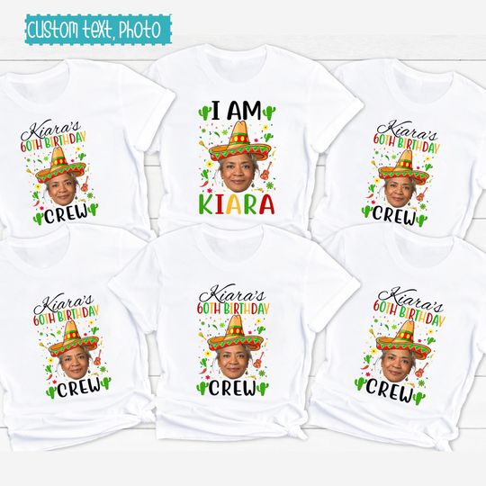 Discover Personalized Funny Face Birthday Shirt, Mexican Fiesta Birthday Tee, Birthday Photo Shirts, Birthday Party Group Shirt, Birthday Taco Partyt