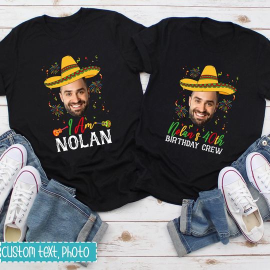 Discover Personalized Cinco De Mayo Birthday Shirt, Custom Age Birthday Tee, Funny Birthday Photo Shirts, Custom Face Birthday Tshirt Birthday Fiesta