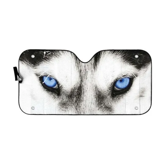 Discover Beautiful Blue Eyes Of Husky Custom Sunshade