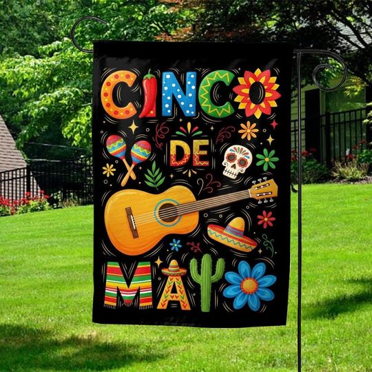 Discover Cinco De Mayo Garden Flag, Mexican Fiesta Decor, Guitar Fiesta Flag, Cinco Party Decoration, Mexican Party Outdoor Garden Flag  AYCD01