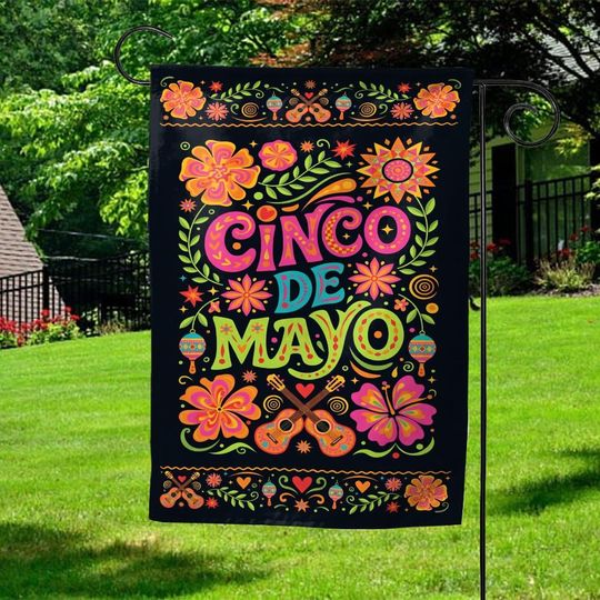 Discover Cinco De Mayo Garden Flag, Mexican Fiesta Decor, Colorful Floral Fiesta Flag, Cinco De Mayo Party Decoration, Outdoor Garden Flag  AYCD24