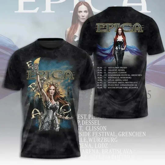 Discover Epica Tour 2025 Date Lists 3D AOP T Shirt