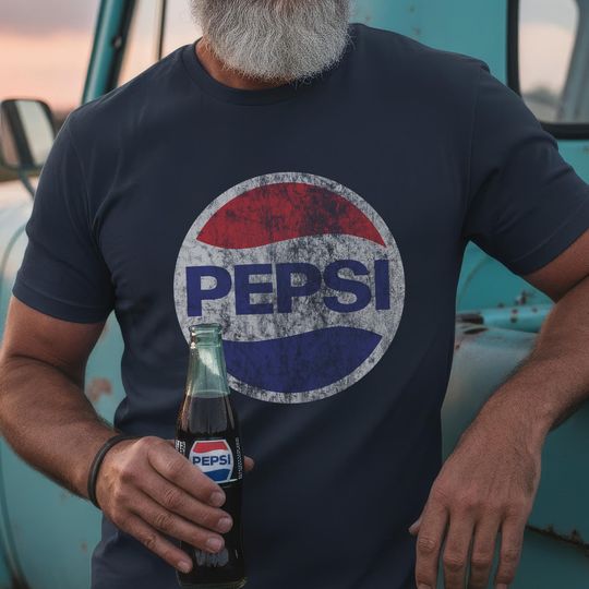 Pepsi Washed & Worn-Look T-Shirt | Men's Cotton Tee, Vintage Stuff Lover Gift