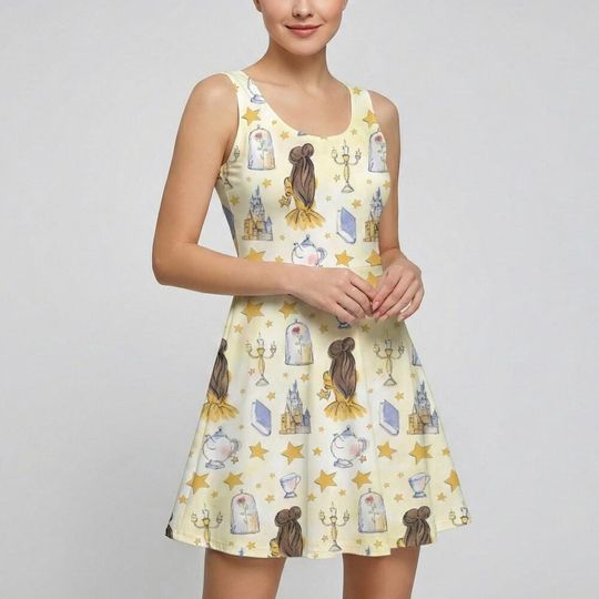 Yellow Storybook Rose Dress, Beauty and the Beast Belle Skater, Epcot France Pavilion Outfit, Princess Library Costume Vacation