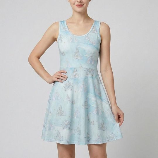 Discover Blue Fairy Tale Skater Dress, Cinde Princess Castle Outfit, Magic Kingdom Glass Slipper Costume, Bibbidi Bobbidi Boo Vacation