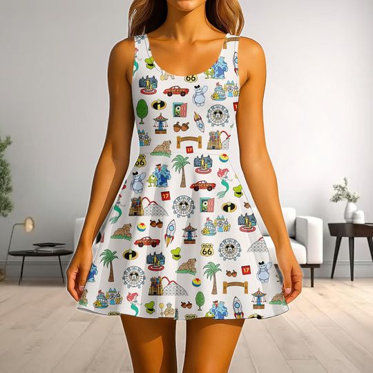 Discover Disney California Adventure Park Skater Dress, Disney Ride Epcot Center Dress, Disneyland Trip Dress, Disney Pixar Dress, Gift For Her