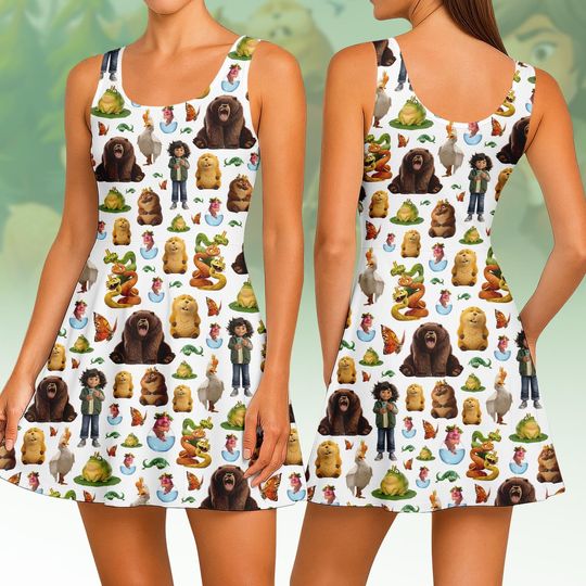 Discover Disney Pixar Hoppers Skater Dress, Hoppers Tom Lizard Mabel Ellen Bear Women Dress, Disneyland Trip 2026 Sleeveless Dress, Gift For Her