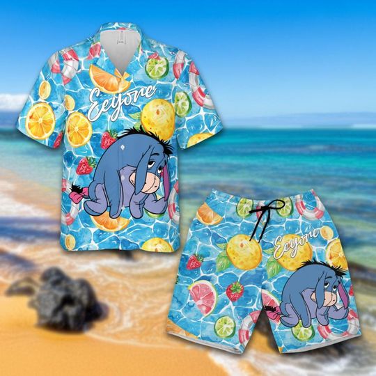 Discover Cartoon Hawaiian Donkey Eeyore Adult Shirt, Summer Vacation Trip