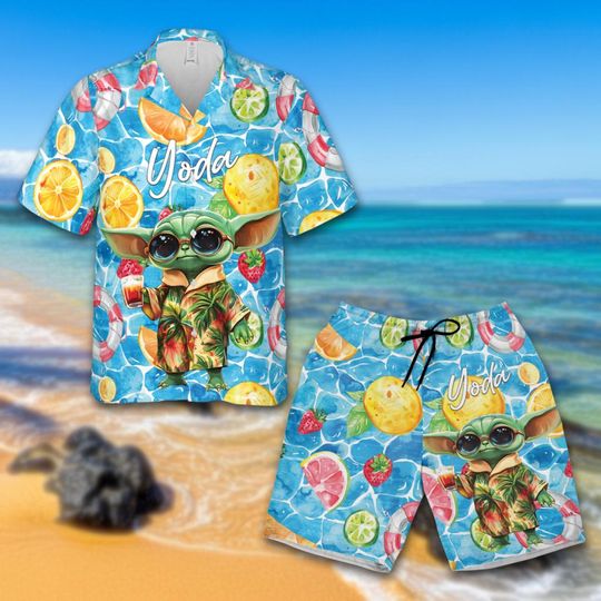 Discover Cartoon Baby Yoda Aloha Hawaiian Mouse Adult Shirt, Star Wars Summer Shirt