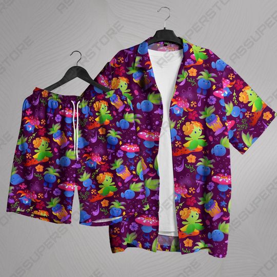 Discover Oddish Vileplume Hawaiian Shirt Cute Tropical Button Up Summer Vacation Beach Outfit Fun Unisex Style Oddish Shirt Gifts