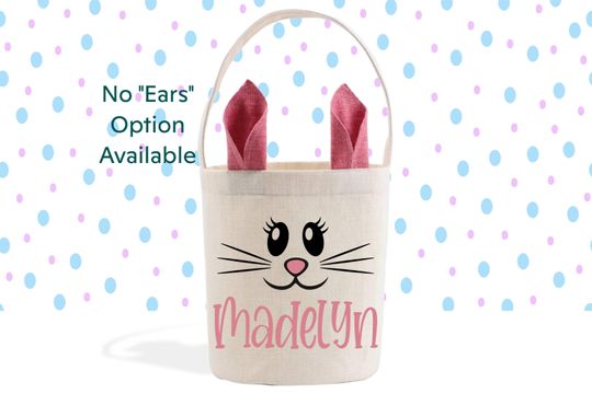 Girl's Easter Basket, Cute Eyes & Pink Ears, Personalized Easter Basket, Custom Gift Basket