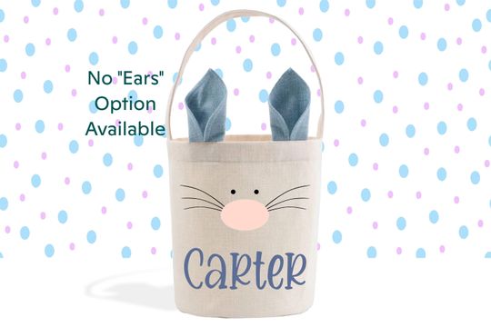 Bunny Face Personalized Easter Basket, Cute Easter Gift Basket, Custom Easter Pail, Easter Bunny Bag