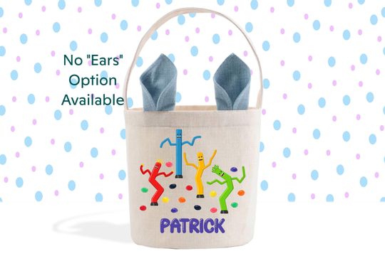 Wacky Tube Man Air Dancers Easter Basket, Bunny Ears Easter Gift Basket, Personalized Easter Pail