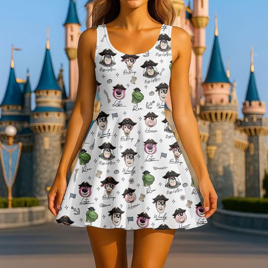 Discover Retro Disney Toy Story Signatures Skater Dress, Disney Vacation Dress, Magic Kingdom Dress, Disneyland Dress, Walt Disney World Dress