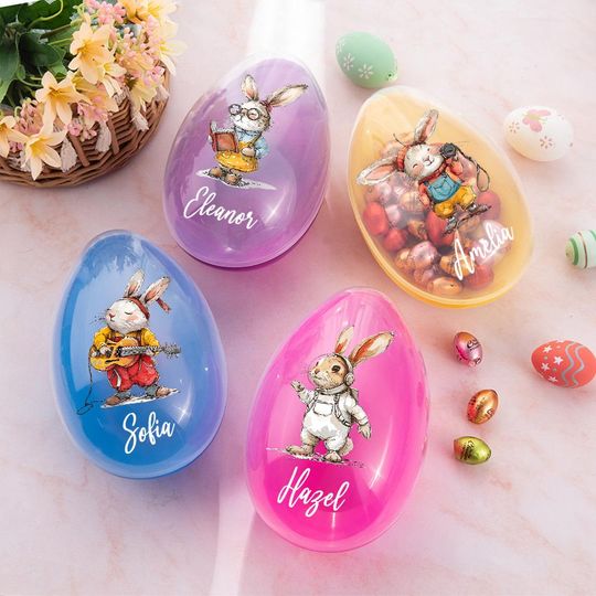 Personalized Cute Easter Bunny Dream Jobs Jumbo Easter Egg with Name, Easter Basket Stuffer Candy Box Gift for Kids