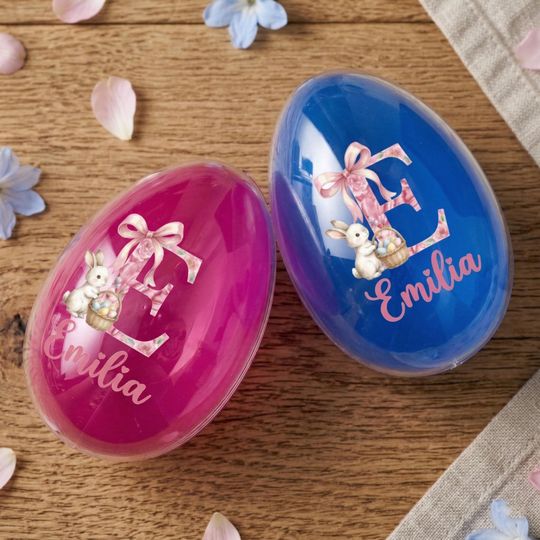Personalized Jumbo Bunny Easter Egg: Custom Name Floral Monogram