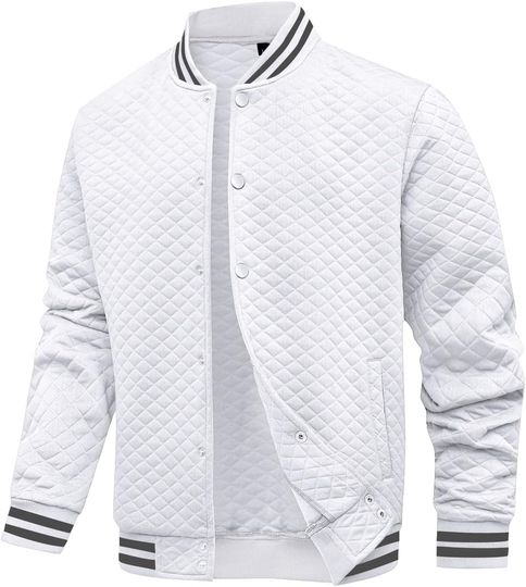 Mens Varsity Jacket Lightweight Jacket Causal Waffle Letterman Bomber Jackets