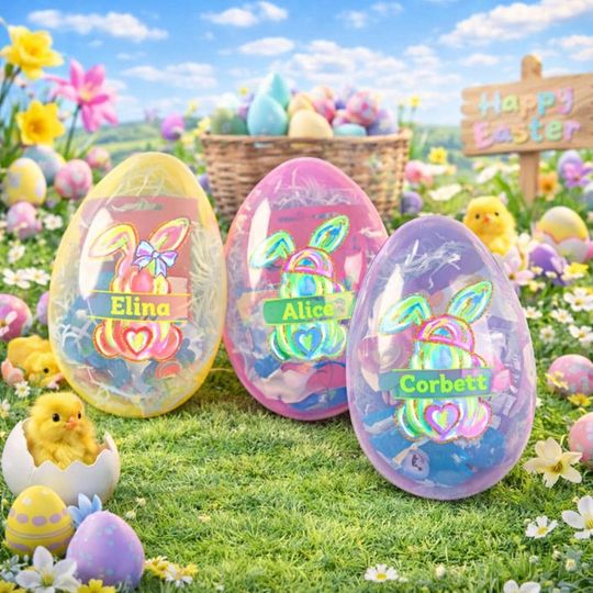 Personalized Jumbo Easter Eggs: Custom Large Easter Egg, Basket Stuffers, Fillable Easter eggs, Kids Easter Eggs