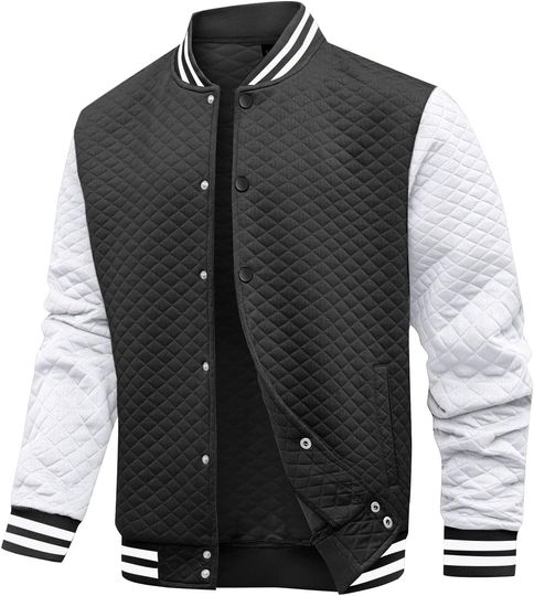 Mens Varsity Jacket Lightweight Jacket Causal Waffle Letterman Bomber Jackets