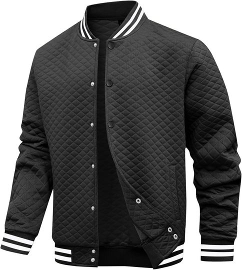 Mens Varsity Jacket Lightweight Jacket Causal Waffle Letterman Bomber Jackets