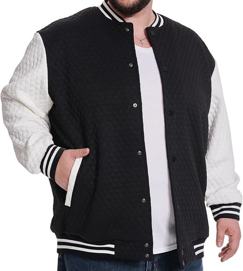 Big and Tall Varsity Jacket Men's Lightweight Letterman Style Baseball Waffle Causal College Bomber Jacket