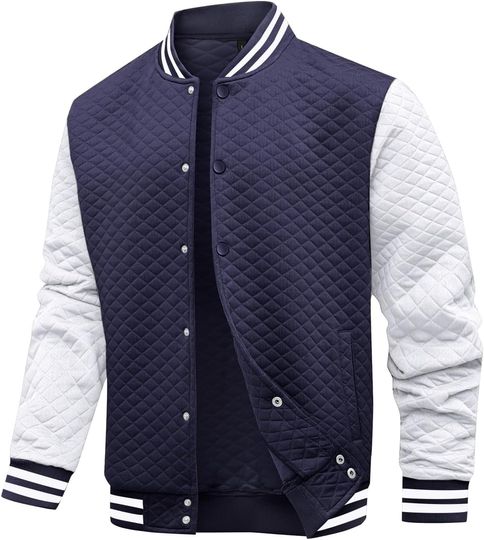 Mens Varsity Jacket Lightweight Jacket Causal Waffle Letterman Bomber Jackets