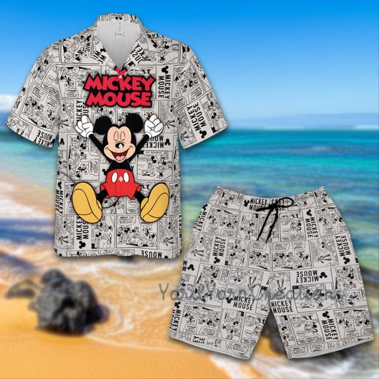 Discover Cartoon Mickey Comic Adult Shirt, Disney Family Hawaiian Shirt