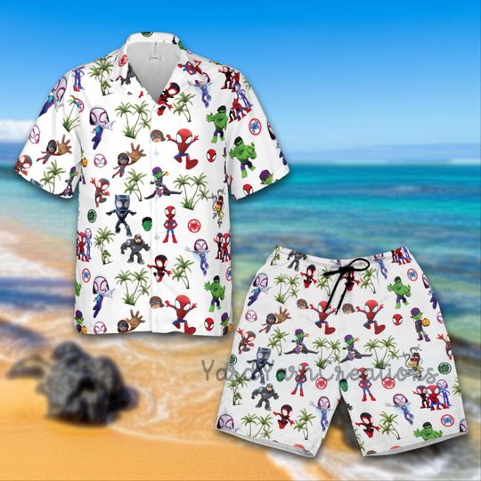 Discover Spidey And His Amazing Friends Hawaiian Shirt, Disney Hawaii Shirt, Marvel Aloha Button Shirt