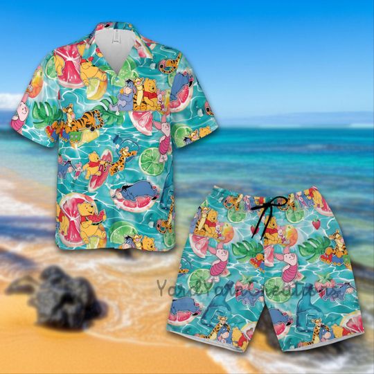 Discover Disney Hawaiian Pooh Adult Shirt, Family Summer Vacation Matching Outfit