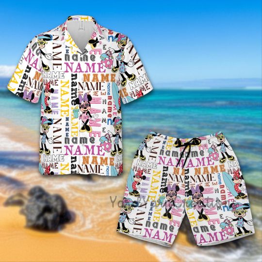 Discover Personalized Minnie Summer Vibes Adult Hawaiian Shirt, Disney Family Vacation Outfit