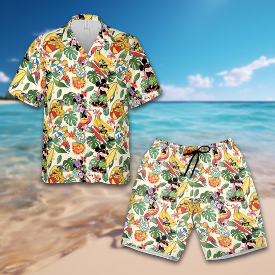 Discover Disney Hawaiian Mouse and Friends Adult Shirt, Summer Vacation